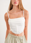 Esmeralda satin cowl corset white crop top