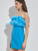 River blue strapless dress
