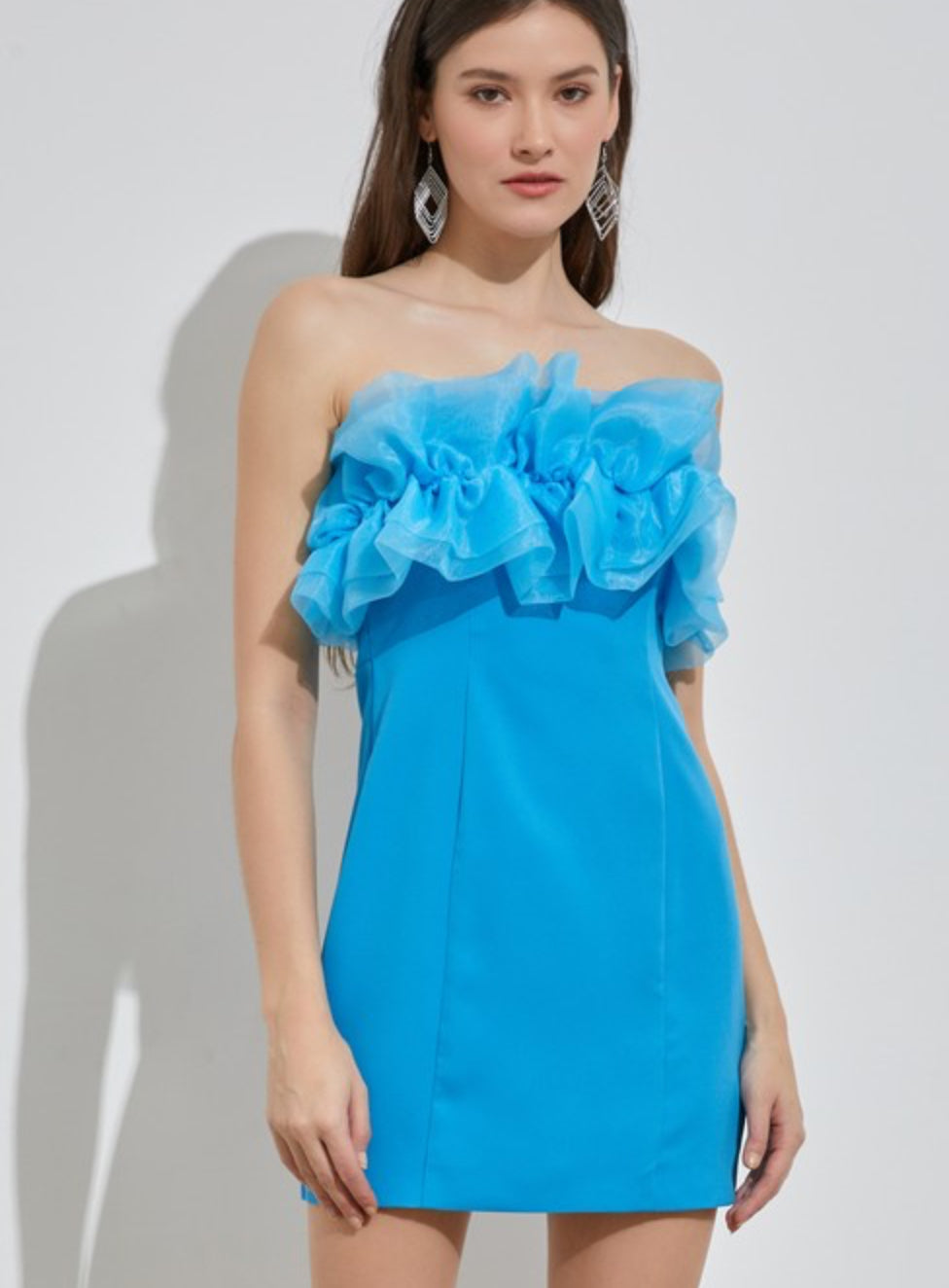 River blue strapless dress