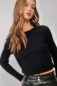 Ribbed black knit sweater