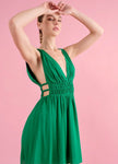 Kelly green deep V mini dress