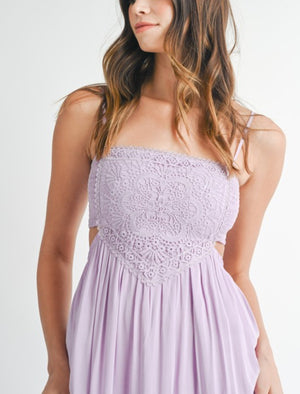 Lavender tiered maxi cutout dress
