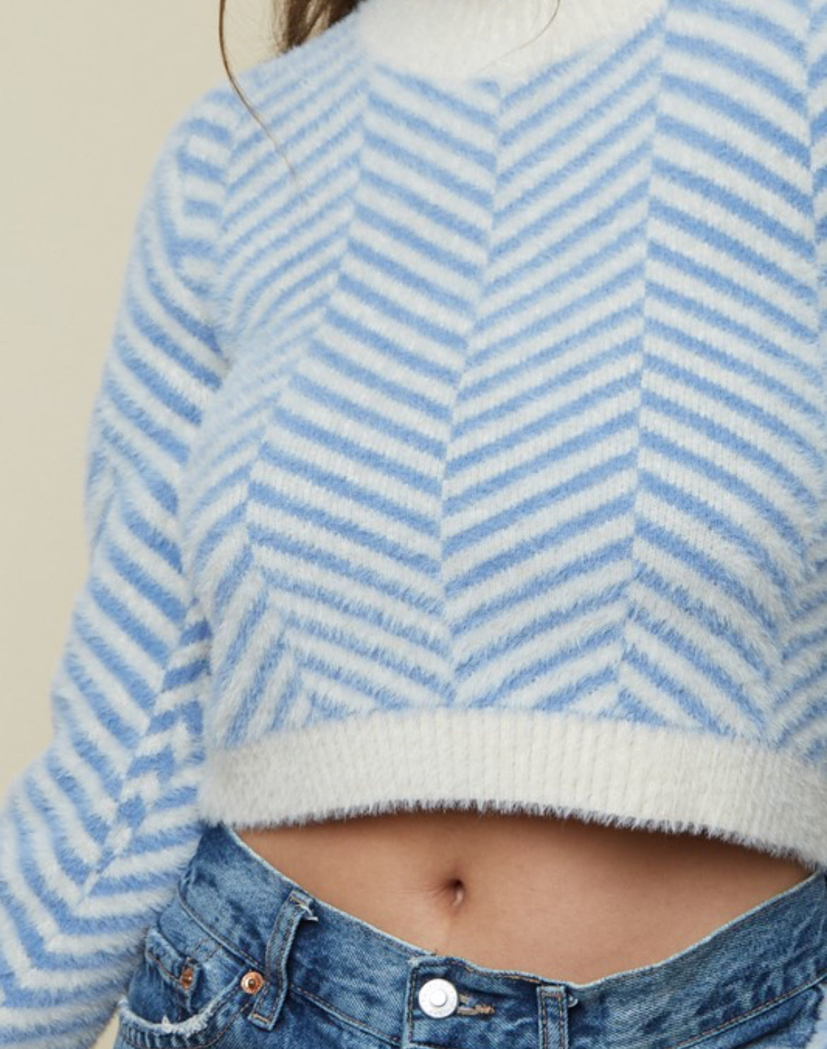 Dasha  crop sweater blue zigzag