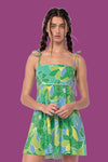 Lake lover green floral tie strap dress