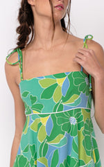 Lake lover green floral tie strap dress