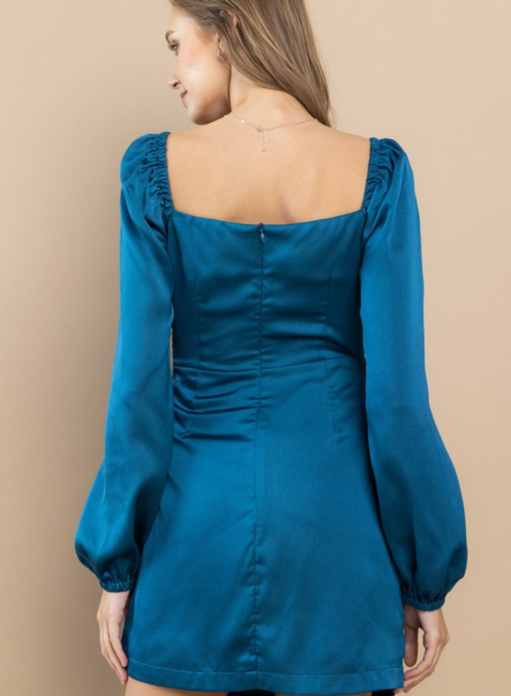 Gem blue over lap shirting long sleeve dress