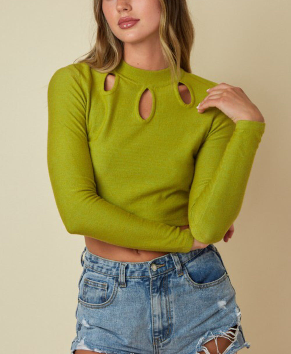 Grace light green crop sweater